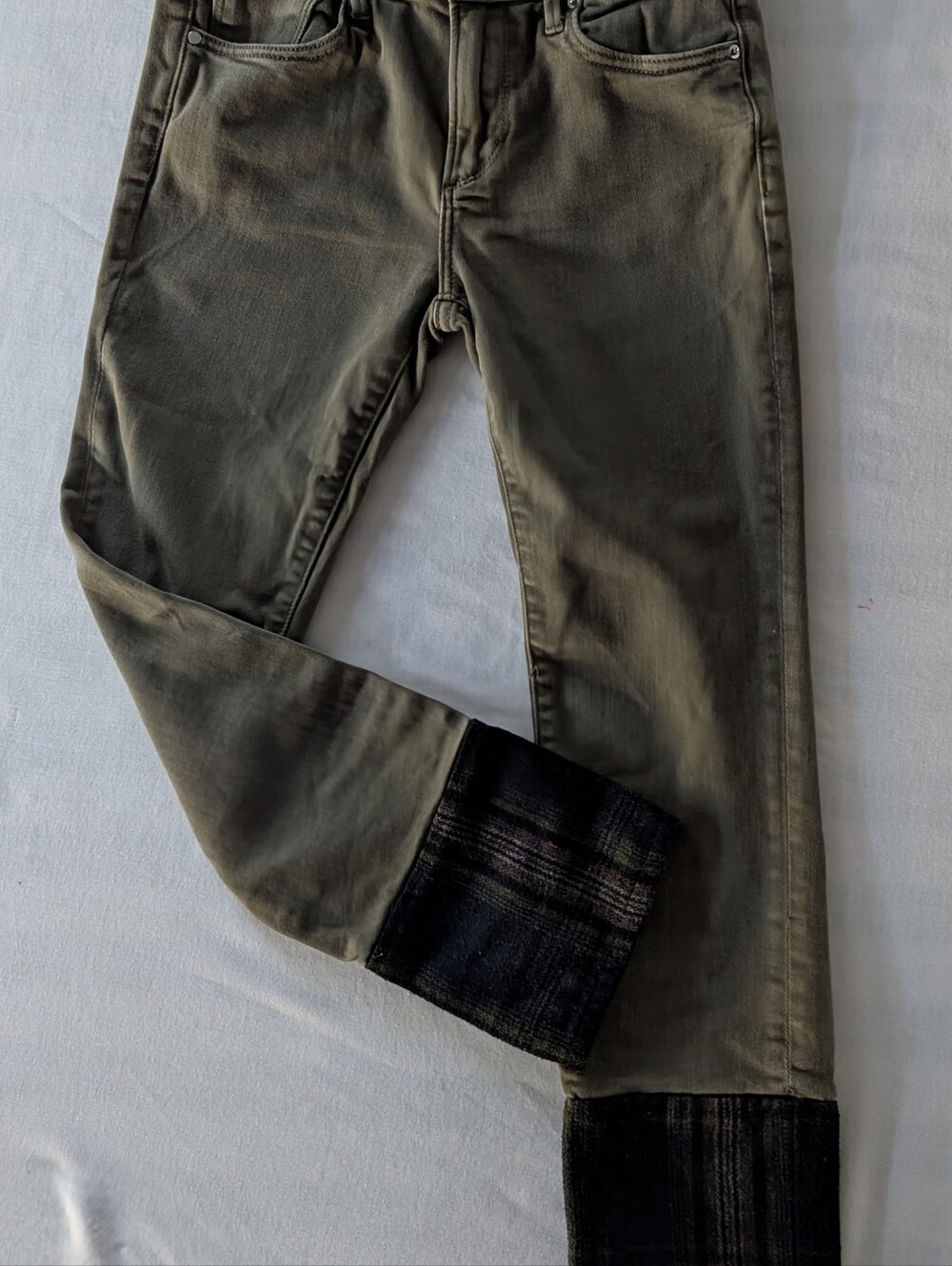 Driftwood Colette Roads End Plaid Cuff Olive Green Pants Size 25 Good Condition